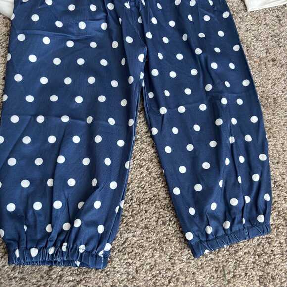 Infant Blue/White Bodysuit High Waist Polka Dot Pant Set w/Headband 12-18mos. - Picture 3 of 3